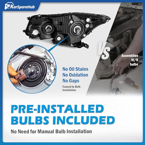 KarSpareHub Headlights Assembly Pair For 2008-2012 Honda Accord