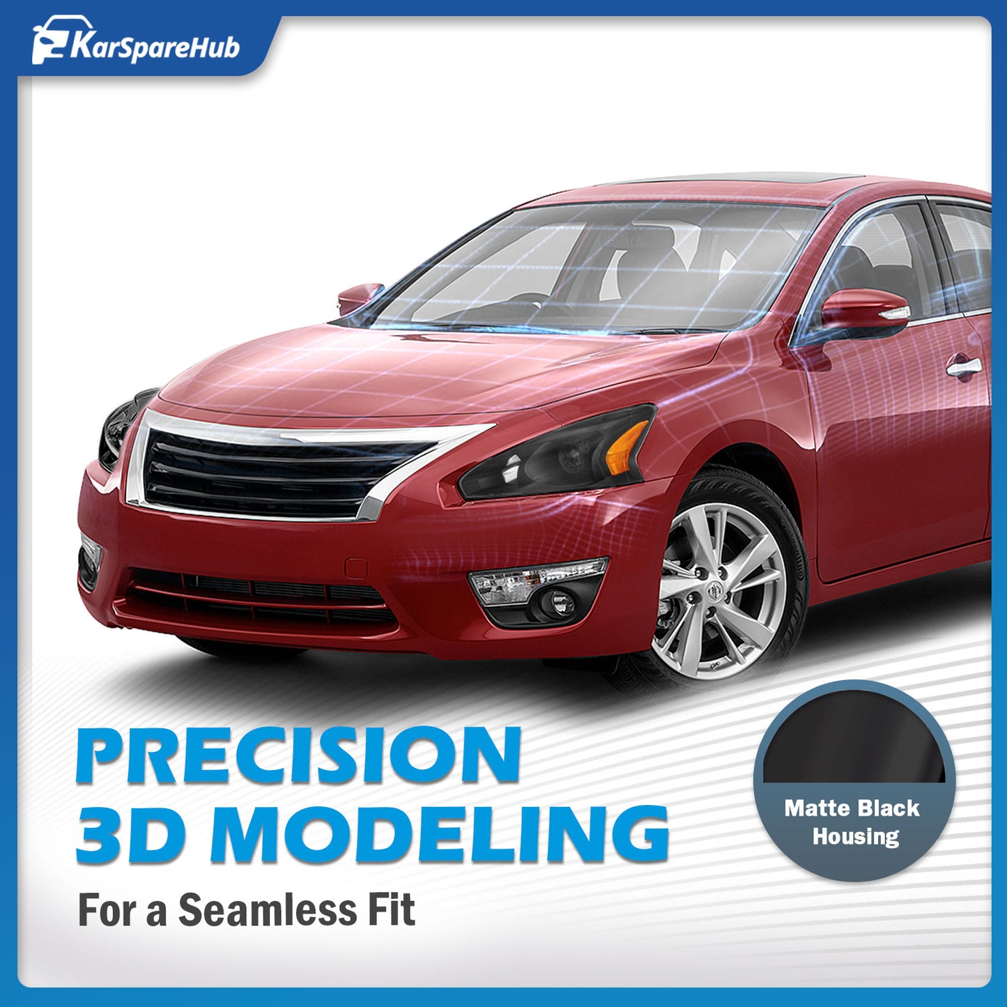 For 2013 2014 2015 Nissan Altima 4-Door Sedan (DOES NOT FIT XENON/HID) Headlights(Black)