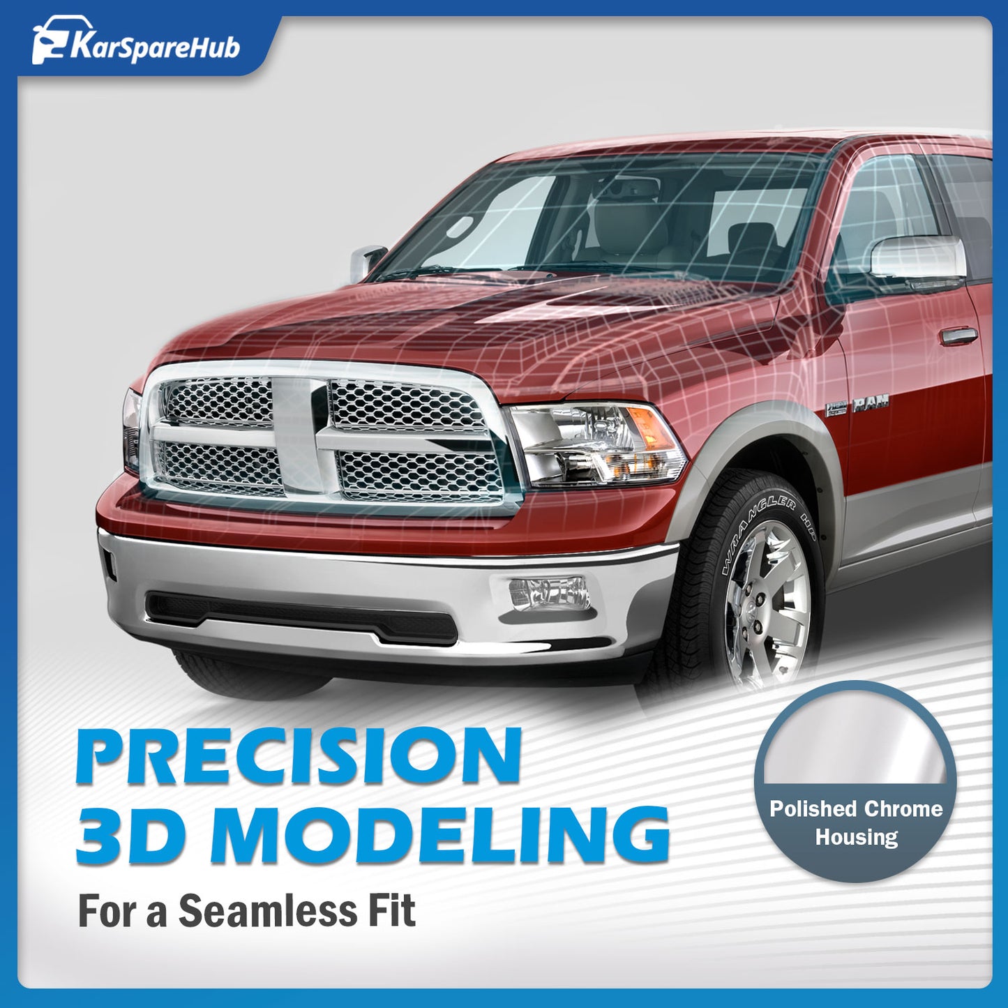 For 2009-2018 Dodge Ram 1500 (Not Fit Factory Projector Style) Headlights(Chrome)