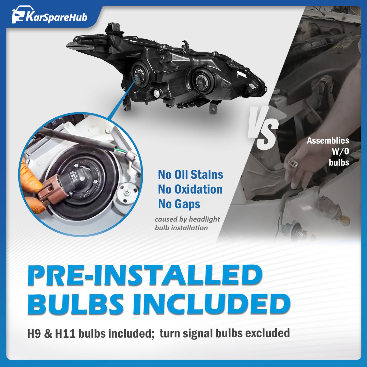 For 2013 2014 2015 Nissan Altima 4-Door Sedan (DOES NOT FIT XENON/HID) Headlights(Black)