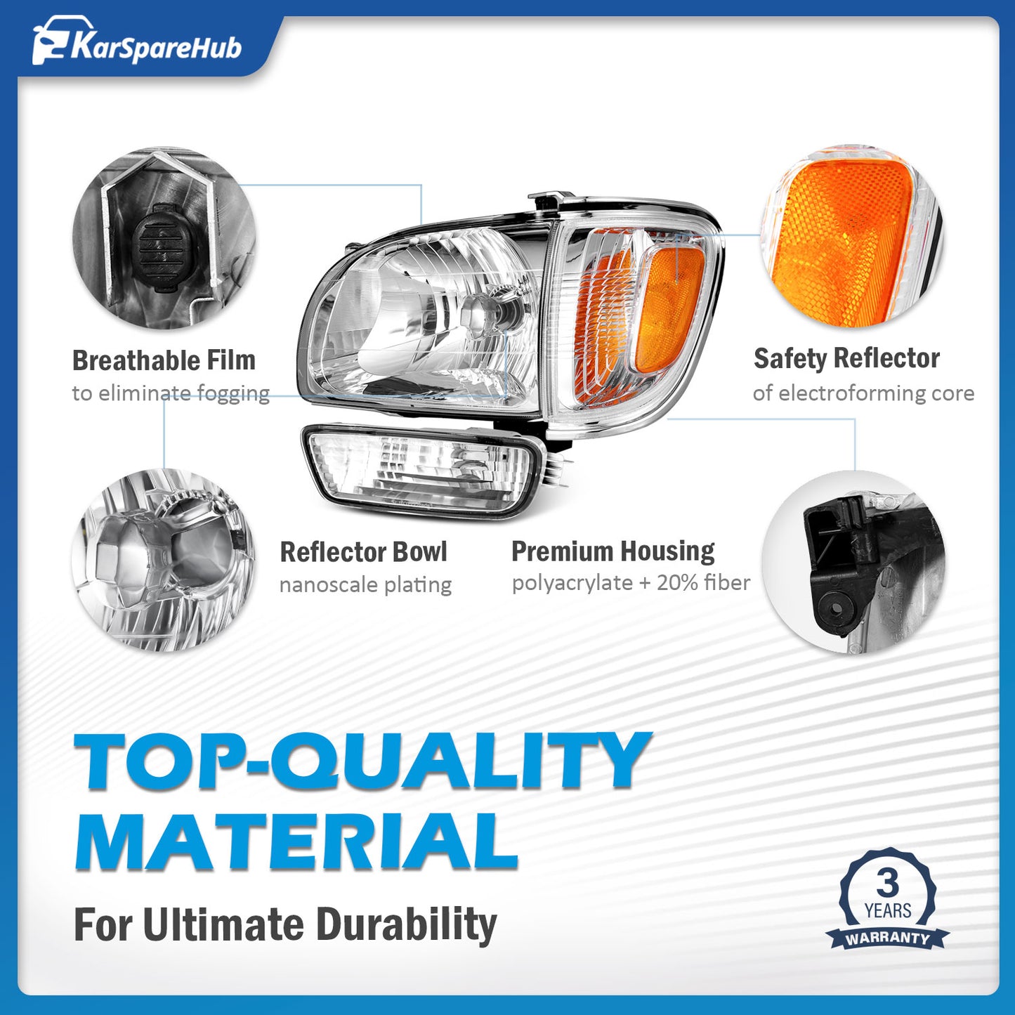 For 2001-2004 Toyota Tacoma Headlights(Chrome)