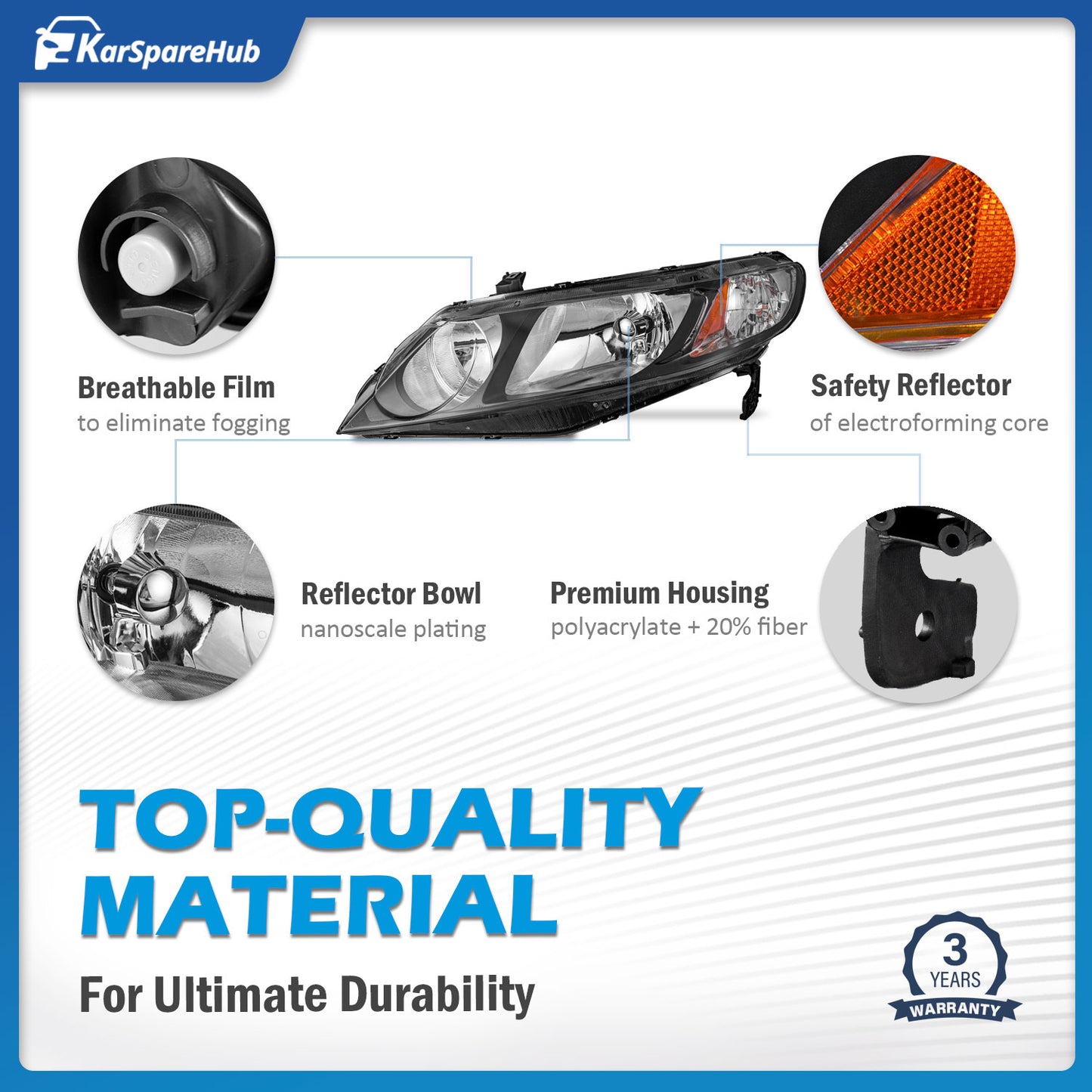 For 2006-2011 Honda Civic 4-Door Headlights(Black)
