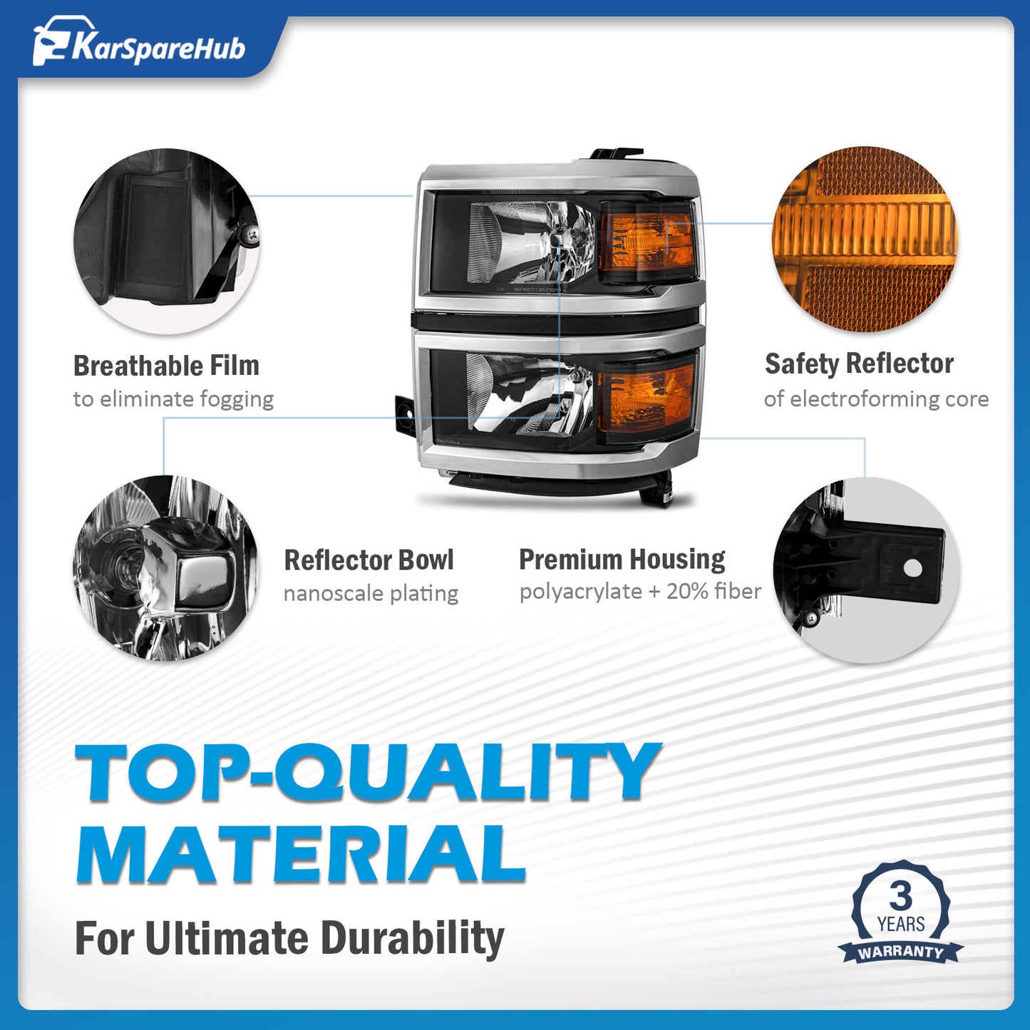 For 2014 2015 Chevy Silverado 1500 Headlights(Black)