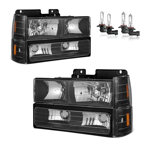 KarSpareHub For 1994-1998 GMC Sierra C10 Pickup C/K 1500 2500 Sierra Suburban Yukon Tahoe Headlights Assembly