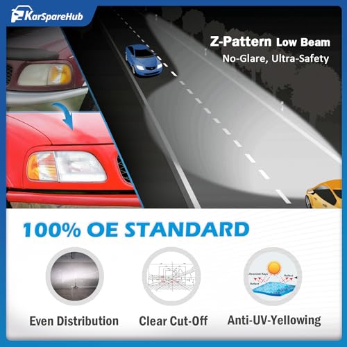 KarSpareHub Headlights Assembly For 1997-2003 F150 / 1997-2002 Ford Expedition / 1998-1999 F250 Selected Models, Replacement Headlamp+Corner Parking Turn Signal Marker Light with 9007 Bulbs