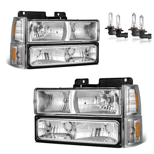 KarSpareHub Headlights Assembly for 1994-1998 Chevy C10 Pickup Truck C/K 1500 2500 3500 Silverado Tahoe Suburban, 92-94 Blazer Driver & Passenger Side