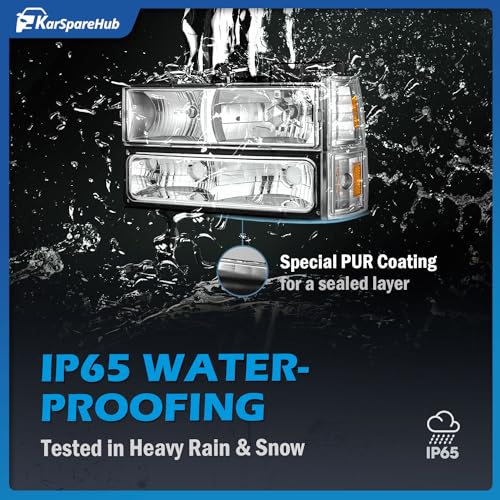 KarSpareHub Headlights Assembly for 1994-1998 Chevy C10 Pickup Truck C/K 1500 2500 3500 Silverado Tahoe Suburban, 92-94 Blazer Driver & Passenger Side