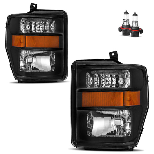 For 2008 2009 2010 Ford F250 F350 F450 F550 Super Duty Headlights(Black)