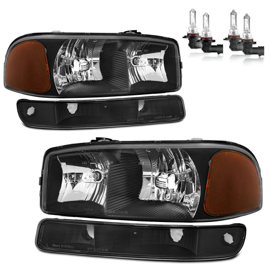 For 99-07 GMC Sierra for 99-06 GMC Yukon Headlights(Black)