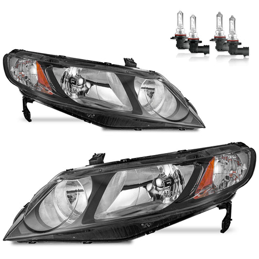 For 2006-2011 Honda Civic 4-Door Headlights(Black)