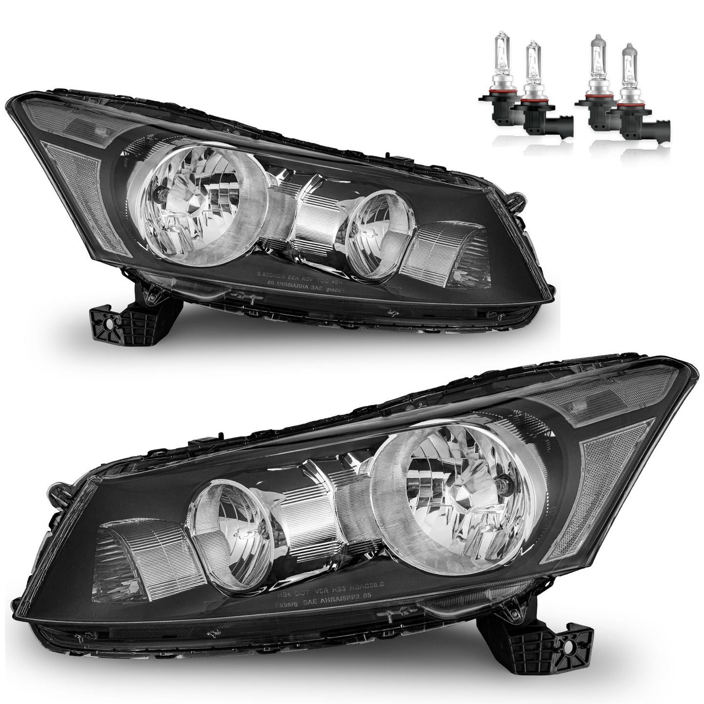 For 2008-2012 Honda Accord 4Dr Headlights(Black Housing)