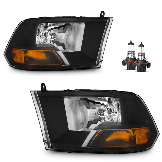 For 2009-2012 Dodge Ram 1500 (Does NOT Fit Quad Beam Headlight Models) for 2010-2012 Dodge Ram 2500 3500 Headlights(Black)