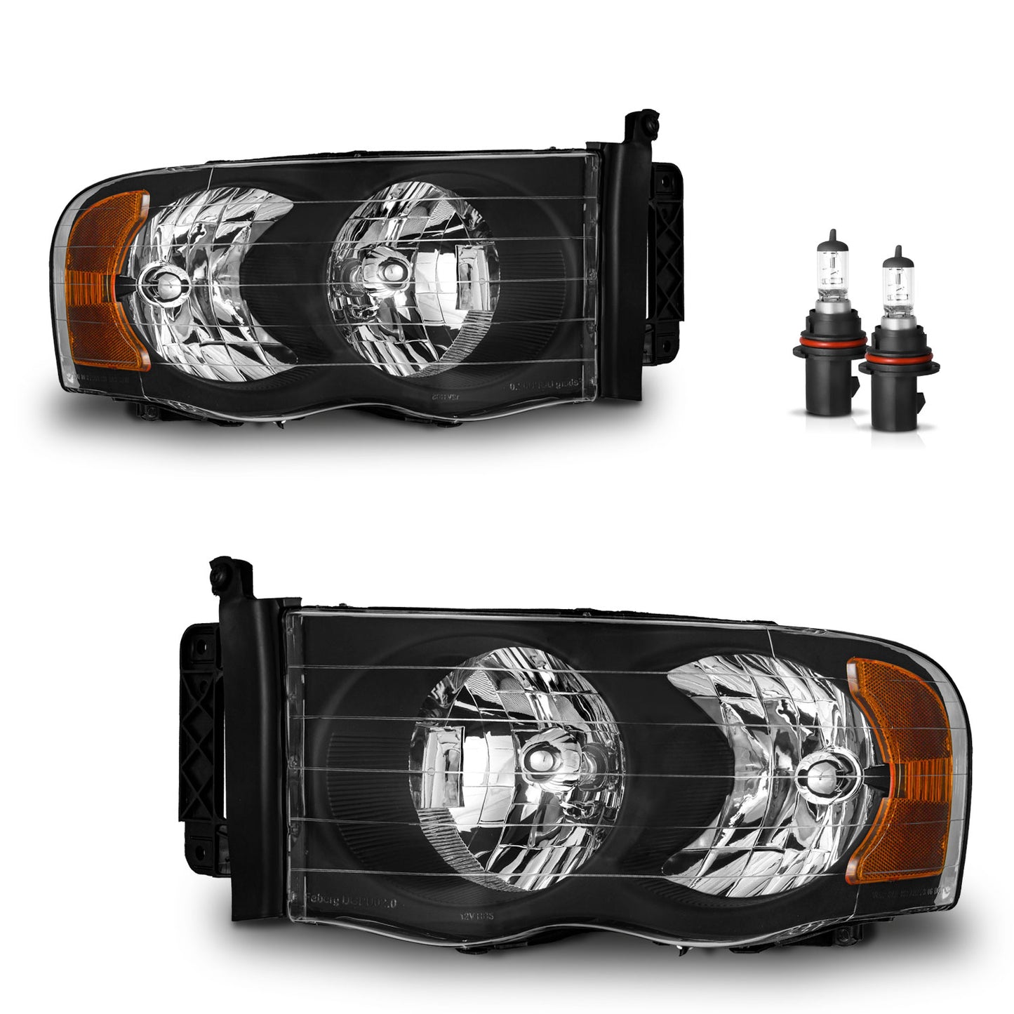 For 02-05 Dodge Ram 1500 for 03-05 Dodge Ram 2500/3500 Headlights(Black)