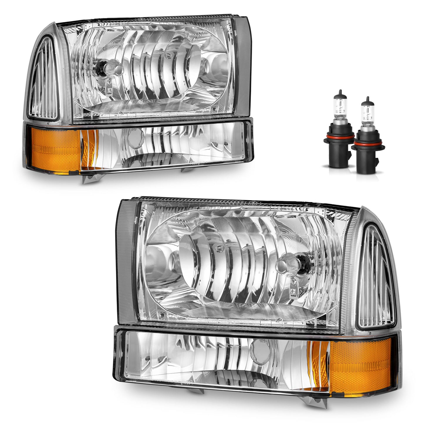 For 1999-2004 Ford Super Duty F250 F350 F450 F550,for 2000-2004 Ford Excursion Headlights(Chrome)