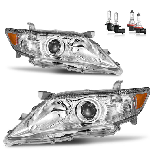 For 2010 2011 Toyota Camry [4-Door Sedan] (Only fits US Version, does NOT fit hybrid models) Headlights(Chrome)