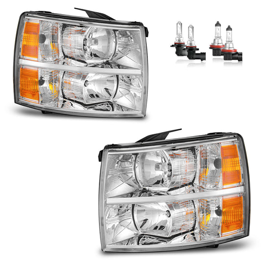 For 2007-2013 Chevy Silverado 1500 for 07-14 Silverado 2500HD 3500 Headlights(Chrome)