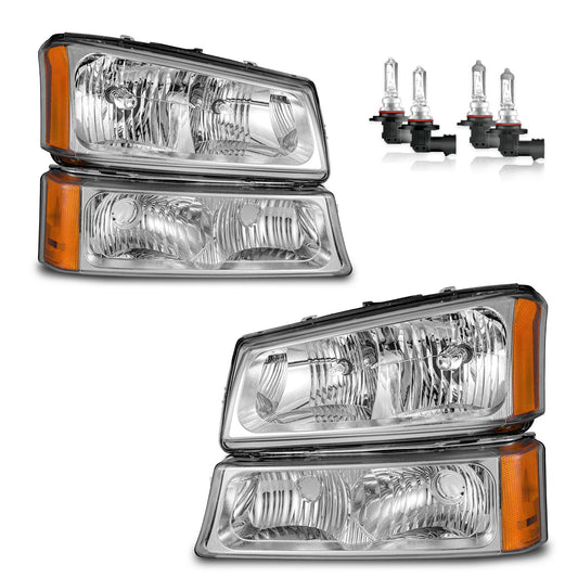 For 03-07 Chevy Silverado1500/2500/3500/1500HD/2500HD,03-06 Avalanche 1500/2500 Headlights(Chrome)