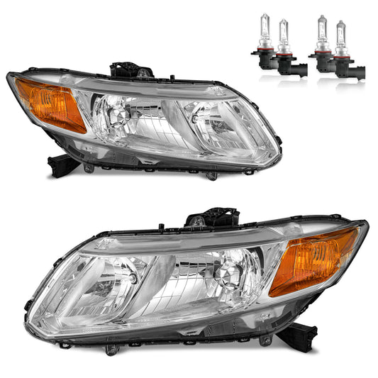 For 2012-2013 Honda Civic 2Dr Coupe, for 2012-2015 Honda Civic 4Dr Sedan Headlights(Chrome)