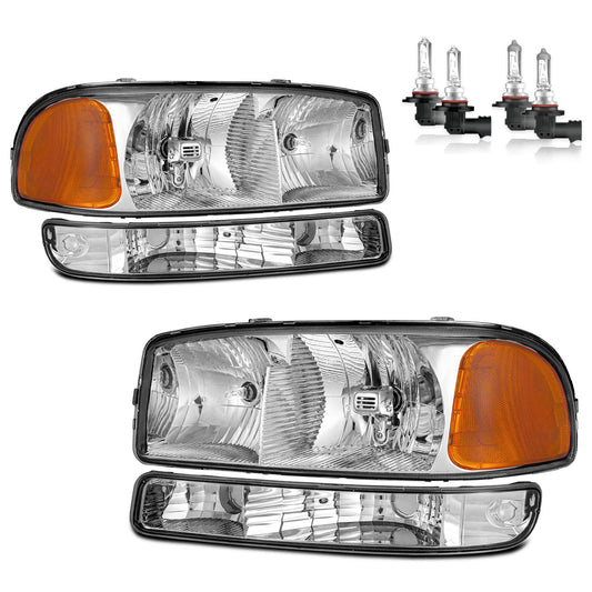 For 99-07 GMC Sierra for 99-06 GMC Yukon Headlights(Chrome)