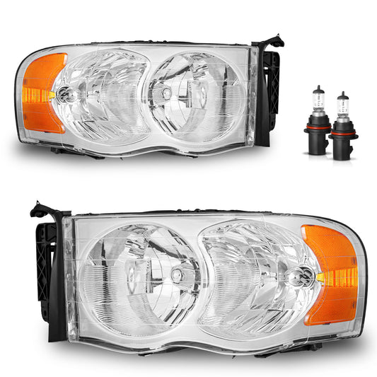 For 02-05 Dodge Ram 1500 for 03-05 Dodge Ram 2500/3500 Headlights(Chrome)