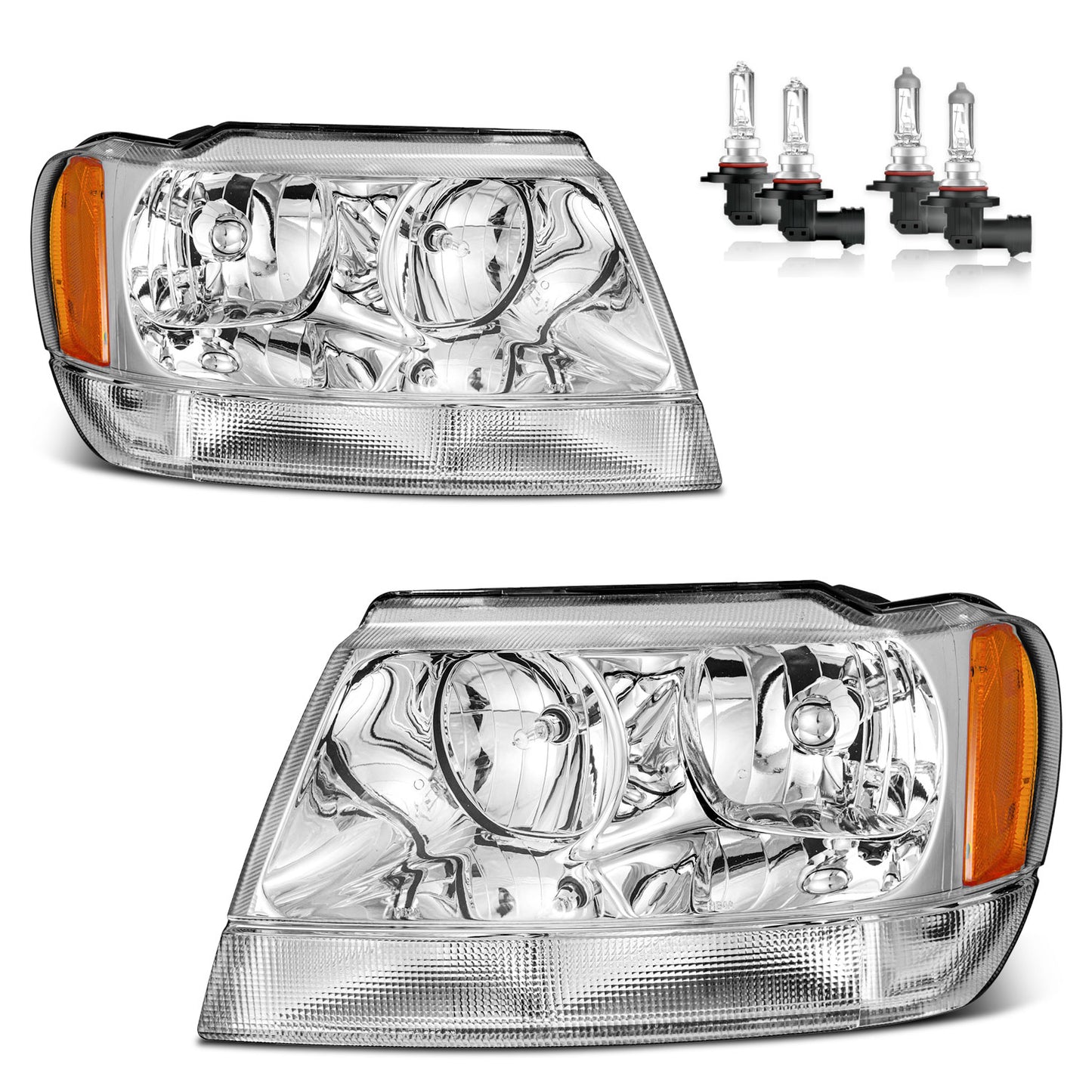 For 1999-2004 Jeep Grand Cherokee Headlights(Chrome)