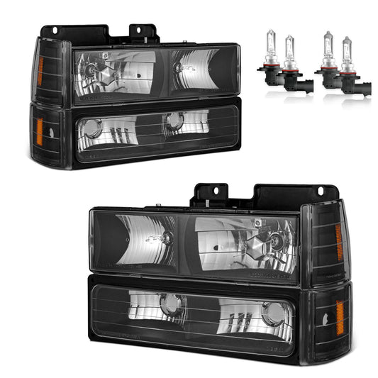 For 94-98 GMC C/K 1500 2500 3500 Sierra, for 94-99 GMC C/K 1500 2500 Suburban Yukon Headlights(Matte Black)