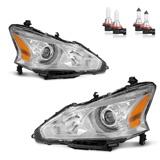 For 2013 2014 2015 Nissan Altima 4-Door Sedan (DOES NOT FIT XENON/HID) Headlights(Chrome)