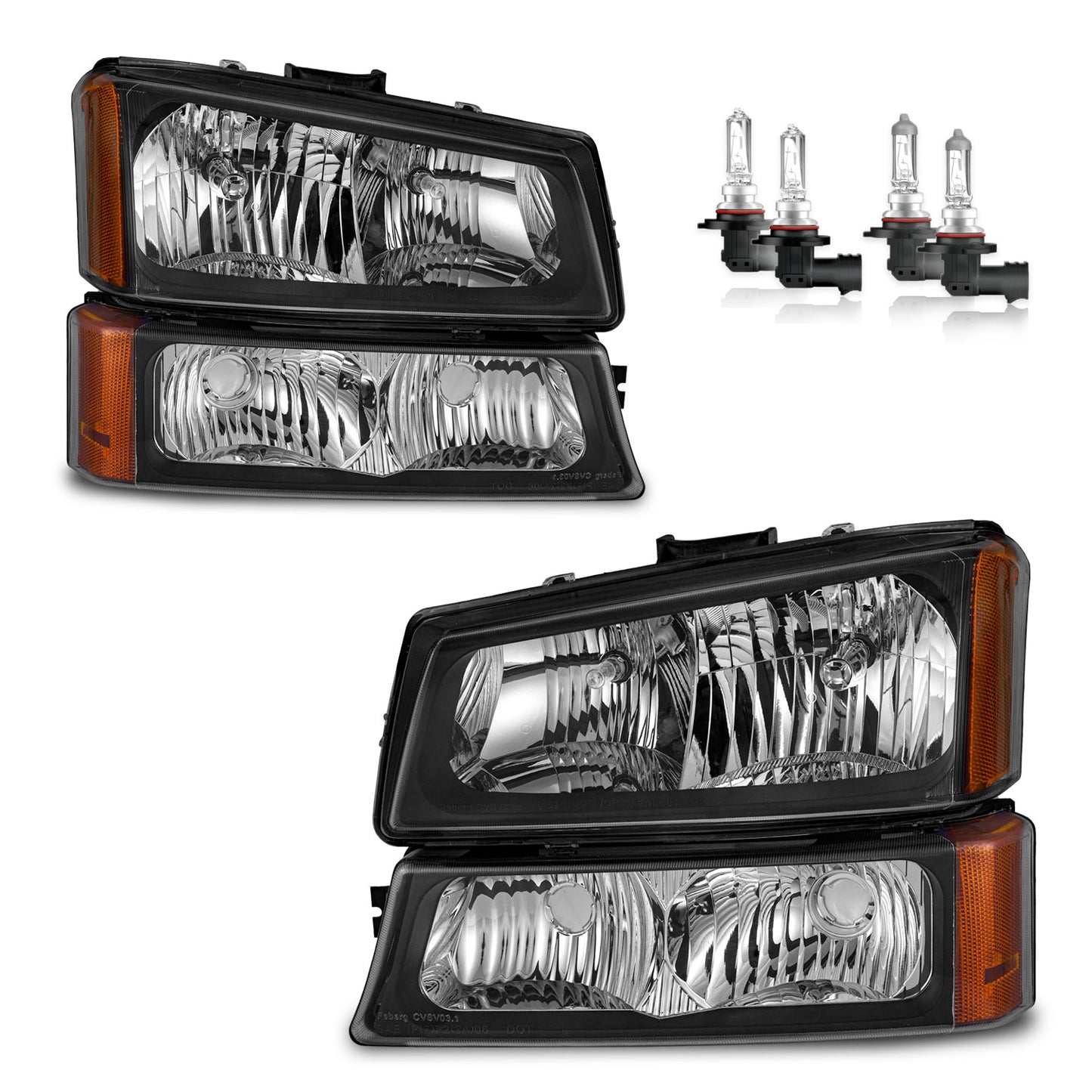 For 03-07 Chevy Silverado1500/2500/3500/1500HD/2500HD,03-06 Avalanche 1500/2500 Headlights(Black)