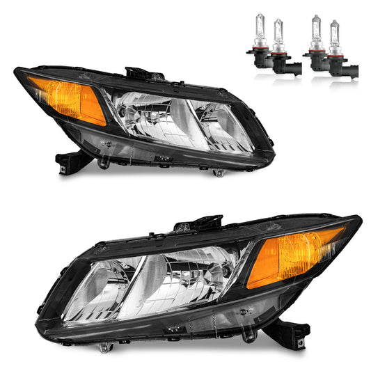 For 2012-2013 Honda Civic 2Dr Coupe, for 2012-2015 Honda Civic 4Dr Sedan Headlights(Black)